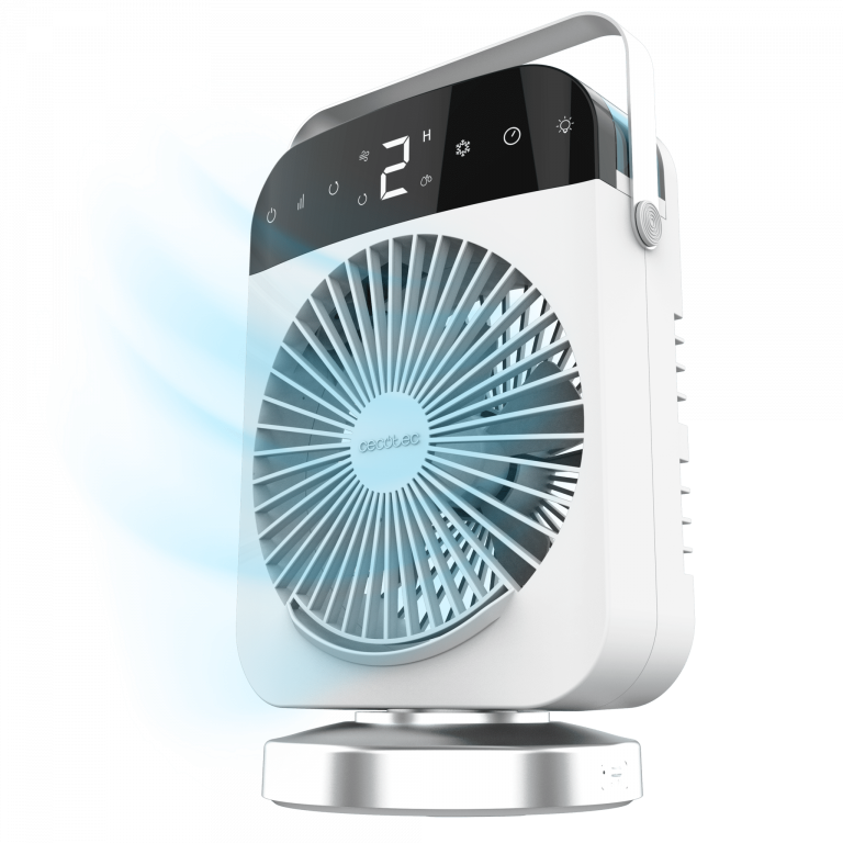 EnergySilence 600 DeskChill Smart Rotate Climatizador de sobremesa de 300 ml, control táctil, display digital, oscilación y temporizador.