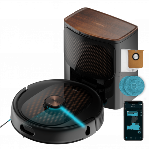 Conga 10090 AI Spin Evolution Ultra Power Home Robot aspirador con inteligencia artificial, navegación láser y base de autovaciado de polvo. Inteligencia artificial, evita objetos. 4 en 1: barre, aspira, friega y pasa las mopas. 10.000 Pa de succi...