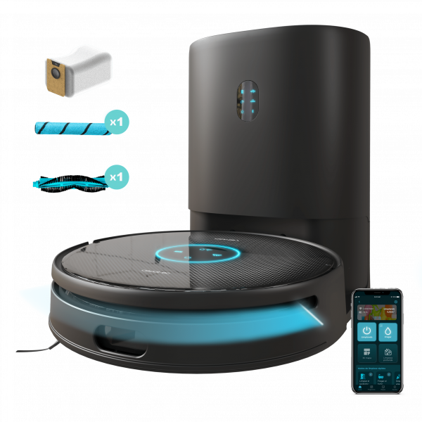 Conga 12090 Twice Roller Home&Fill Robot aspirador y friegasuelos con base de autovaciado de polvo y agua sucia y rellenado de agua limpia. Navegación ultraprecisa con láser integrado. Potencia de succión de 4000 Pa. Fregado profesional con ro...