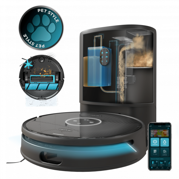 Conga 14090 Twice Roller Home&Fill Robot aspirador y friegasuelos con base de autovaciado de polvo y agua sucia y rellenado de agua limpia. Navegación ultraprecisa con láser integrado. Potencia de succión de 8000 Pa. Fregado profesional con ro...
