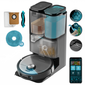 Conga 20090 ProAI InfinitySoap Cut&Spa Robot aspirador con Tecnología láser de navegación y detección de objetos. Base de autovaciado con tanques de agua limpia y agua sucia, bolsa de polvo y dosificador de jabón. Autolimpieza y secado de mopa...