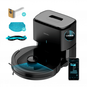 Conga 7490 Ultimate Home X-Treme Robot aspirador con navegación láser y base de autovaciado. Limpieza 4 en 1: barre, aspira, friega y pasa la mopa. Potencia de succión de 4000 Pa. 120 minutos de autonomía. Cepillo central multifunción, 1 mopa de f...