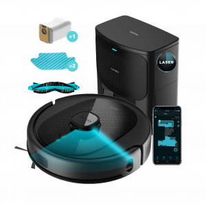 Conga 8290 Immortal Ultra Power Home X-Treme Robot aspirador con navegación láser y base de autovaciado. 4 en 1: barre, aspira, friega y pasa la mopa. Potencia de succión de 7000 Pa. 280 minutos de autonomía. Mopa de fregado y 1 cepillo lateral. 3...