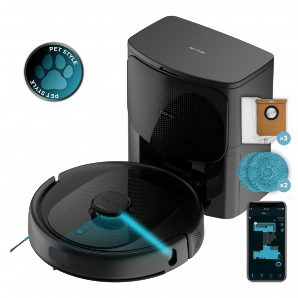 Conga 9590 Spin Revolution Ultra Power Home Robot aspirador con navegación láser. Evita objetos. 4 en 1: barre, aspira, friega y pasa las mopas. 10.000 Pa de succión. Máximo 240 minutos de autonomía. Fregado profesional con mopas giratorias. Cepil...