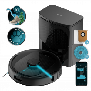 Conga 9990 AI Spin Revolution Ultra Power Home Robot aspirador con navegación láser y base de autovaciado de polvo. Inteligencia artificial, evita objetos. 4 en 1: barre, aspira, friega y pasa las mopas. 10.000 Pa de succión. Máximo 240 minutos de...
