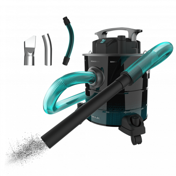 Conga Ash 5000 EasyGo Aspirador de cenizas y de pellets de 20L,  1200 W de potencia y sencillo transporte gracias a sus ruedas y su asa de transporte