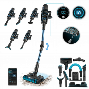 Conga Rockstar 11500 Odyssey ErgoWet Connected IA M Aspirador sin cables 4 en 1 con inteligencia artificial: vertical, escoba, fregado y de mano con motor digital Brushless. Máxima potencia de succión de 300 AW y ultrapotencia de 850 W. Autonomía ...