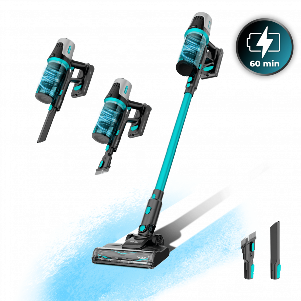 Conga Rockstar 1500 Horizon X-Treme XL Aspirador escoba sin cables ni bolsas con 215W de potencia total. 60 minutos de autonomía en modo ECO. Cepillo mixto y dos modos de succión. Parallel Cyclone System y 600 ml de depósito.