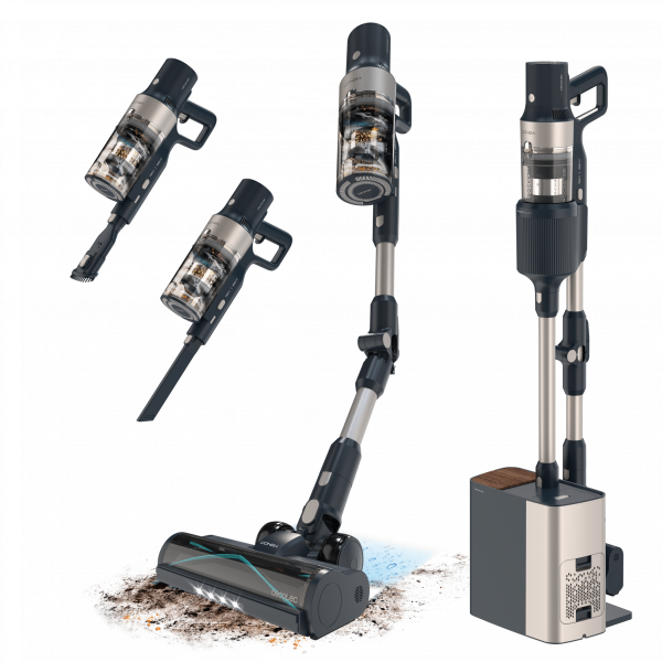 Conga Rockstar 5500 Hurricane Station Flex Aspirador vertical con base de autovaciado. 220 AW y 700 W. Tubo flexible y ciclón paralelo. 90 minutos de autonomía en modo Eco. HairLess Brush, cepillo antienredos.
