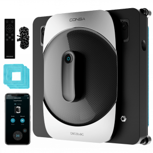 Conga Windroid 1290 DoubleSpray Connected T Robot limpiacristales inteligente con diseño cuadrado para llegar a todas las esquinas, doble spray de agua, mando a distancia y APP.