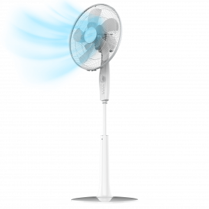 EnergySilence 1009 Extreme Flow Ventilador de Pie con Temporizador, 60 W, 10 aspas, Potente, Oscilante, Silencioso, 3 velocidades, Regulable, Motor de Cobre, Blanco
