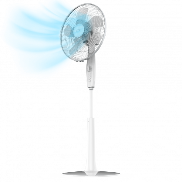 EnergySilence 1009 Extreme Flow Ventilador de Pie con Temporizador, 60 W, 10 aspas, Potente, Oscilante, Silencioso, 3 velocidades, Regulable, Motor de Cobre, Blanco