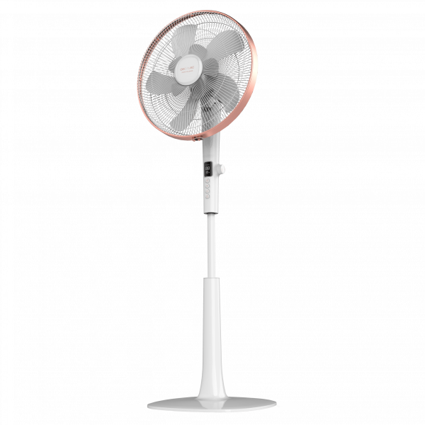 EnergySilence 1030 SmartExtreme. Ventilador de Pie con Mando a Distancia y Temporizador, 28 W, 10 Aspas 40cm de Diámetro, Oscilante, 24 Velocidades, Ajustable 115-135cm, Motor DC, Blanco