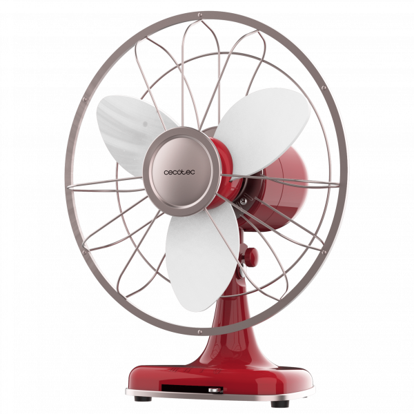 EnergySilence 1089 RetroDesk Design Ventilador de sobremesa retro con 40 W y 12 pulgadas, 3 velocidades, oscilación e inclinación ajustable.