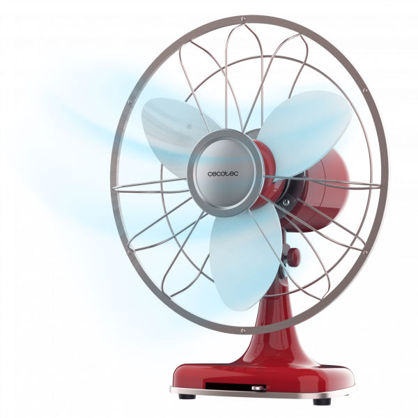 EnergySilence 1090 RetroDesk Design Ventilador de sobremesa retro con 40 W y 12 pulgadas, 3 aspas, 3 velocidades, oscilación e inclinación ajustable.