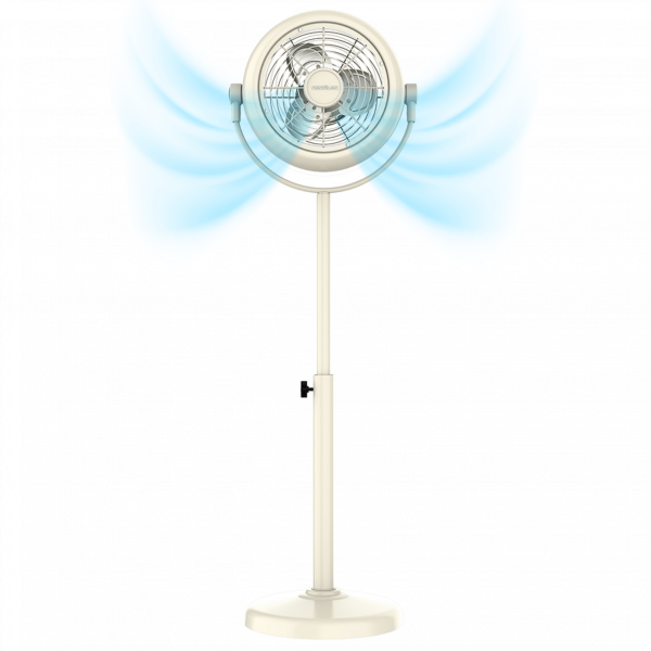 EnergySilence 249 ClassicStyle Beige Ventilador de pie estilo retro color beige  de 10" con 25 W e inclinación ajustable.