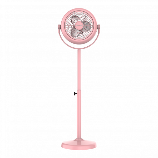 EnergySilence 250 ClassicStyle Pink Ventilador de pie estilo retro color rosa de 10" con 25 W e inclinación ajustable.
