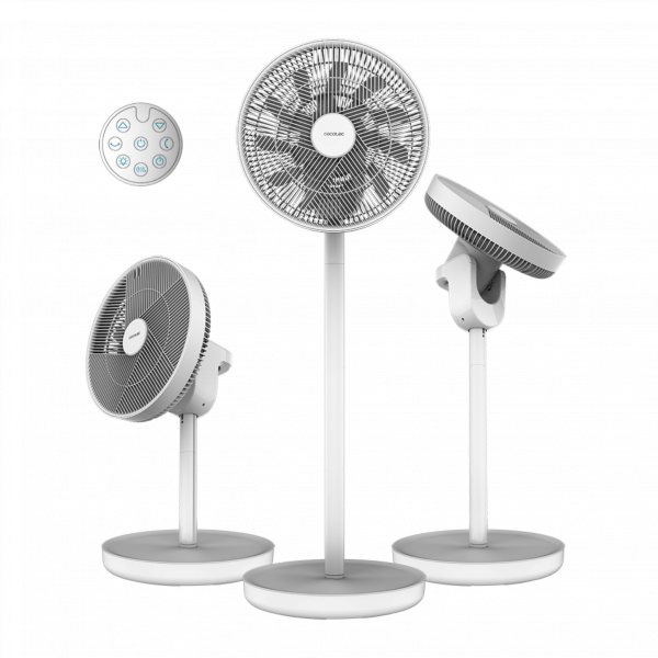 EnergySilence 2600 Sunflower Portable Ventilador de batería 3 en 1, 22 W con motor BLDC, 13”de diámetro, gran autonomía gracias a su batería de 2600 mAh, pantalla LED, control remoto, control táctil y oscilación horizontal y vertical.