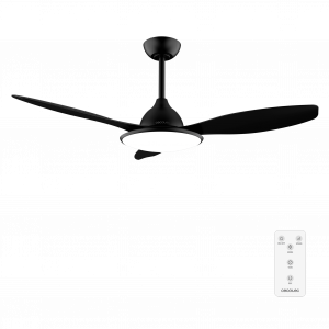 EnergySilence 4800 Light Black Ventilador de techo de 36 W con motor DC y 48” con luz LED de 36W, mando a distancia , temporizador, 6 velocidades y 3 aspas.