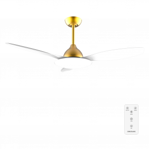 EnergySilence 4800 Light GoldWhite Ventilador de techo de 35 W con motor DC y 48” con luz LED de 36W, mando a distancia , temporizador, 6 velocidades y 3 aspas.