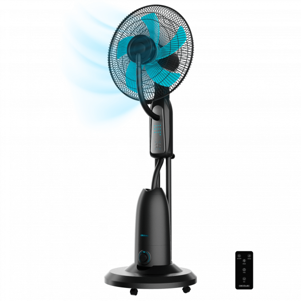EnergySilence 490 Freshessence Ventilador nebulizador con 90 W, depósito de 2,8 litros, 5 aspas, control remoto, temporizador y oscilación.