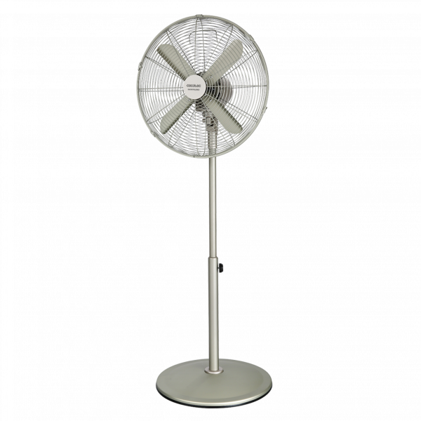 EnergySilence 570 SteelStyle. Ventilador de Pie de 60 W, 4 Aspas 40 cm de Diámetro, Oscilante, 3 Velocidades, Altura ajustable 90-125 cm, Motor de Cobre, Acabado Metálico