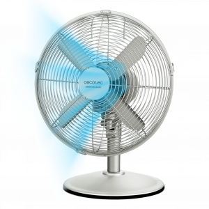 EnergySilence 609 SteelDesk Ventilador de sobremesa con 40 W y acabado en acero, 12 pulgadas, 3 velocidades, oscilación, silencioso, altura ajustable, 4 aspas y máxima seguridad.
