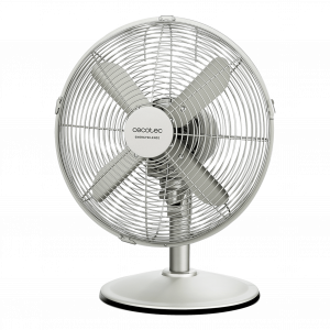 EnergySilence 610 SteelDesk Ventilador de sobremesa con 40 W y acabado en acero, 12 pulgadas, 3 velocidades, oscilación, silencioso, altura ajustable, 4 aspas y máxima seguridad.