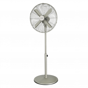 EnergySilence 610 Steelstyle Ventilador de pie con 50 W y acabado en acero, 16 pulgadas, 3 velocidades, oscilación, silencioso, altura ajustable, 4 aspas y máxima seguridad.