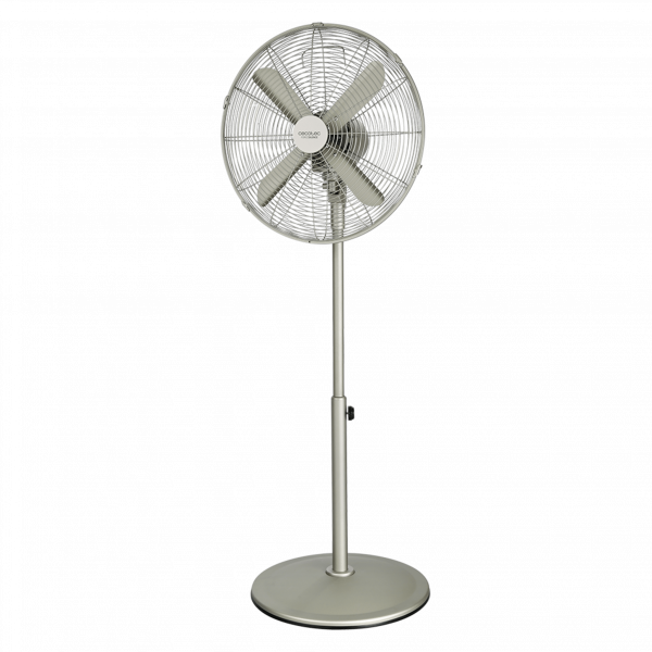 EnergySilence 610 Steelstyle Ventilador de pie con 50 W y acabado en acero, 16 pulgadas, 3 velocidades, oscilación, silencioso, altura ajustable, 4 aspas y máxima seguridad.