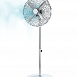 EnergySilence 620 Retrostyle Ventilador de pie con 50 W y acabado en cromado, 16 pulgadas, 3 velocidades, oscilación, silencioso, altura ajustable, 4 aspas y máxima seguridad.