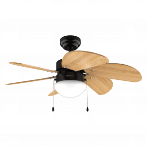 EnergySilence Aero 360 Black&Wood Ventilador de techo de 50 W y 36” con lámpara, 3 velocidades, 6 aspas reversibles, modo winter-summer y uso sencillo.