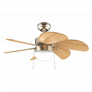 EnergySilence Aero 360 Gold&Wood Ventilador de techo de 50 W y 36” con lámpara, 3 velocidades, 6 aspas reversibles, modo winter-summer y uso sencillo.