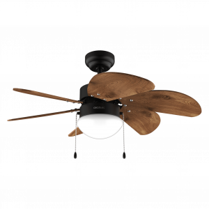 EnergySilence Aero 365 Black&Wood Ventilador de techo de 50 W y 36” con lámpara, 3 velocidades, 6 aspas reversibles, modo winter-summer y uso sencillo.
