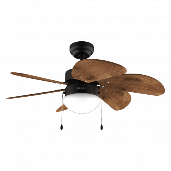 EnergySilence Aero 365 Black&Wood Ventilador de techo de 50 W y 36” con lámpara, 3 velocidades, 6 aspas reversibles, modo winter-summer y uso sencillo.