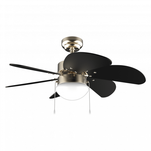 EnergySilence Aero 365 Gold&Wood Ventilador de techo de 50 W y 36” con lámpara, 3 velocidades, 6 aspas reversibles, modo winter-summer y uso sencillo.