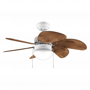 EnergySilence Aero 365 White&Wood Ventilador de techo de 50 W y 36” con lámpara, 3 velocidades, 6 aspas reversibles, modo winter-summer y uso sencillo.
