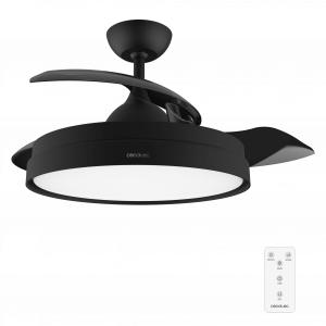 EnergySilence Aero 4280 Invisible Black. Ventilador de Techo con Aspas Retráctiles y Lámpara, 40 W, Diámetro 42" (106cm), Temporizador, 3 Tonos de Luz, Función Verano-Invierno