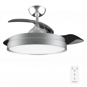 EnergySilence Aero 4280 Invisible Steel. Ventilador de Techo con Aspas Retráctiles y Lámpara, 40 W, Diámetro 42" (106cm), Temporizador, 3 Tonos de Luz, Función Verano-Invierno