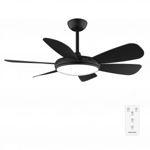 EnergySilence Aero 5200 Black Pro Ventilador de techo de 55 W con motor DC y 52 pulgadas, luz LED, mando a distancia, temporizador, 6 aspas y modo winter-summer.