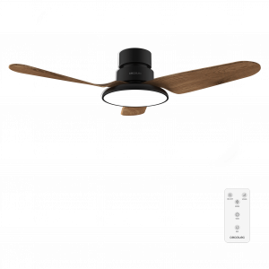 EnergySilence Aero 5200 Light DarkWood Ventilador de techo con motor DC de 40W, 43", luz LED de 22W, 3 tonalidades, 3 aspas, temporizador programable programable, modo winter/summer, 6 velocidades.