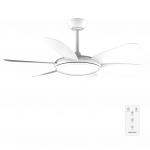 EnergySilence Aero 5200 White Pro Ventilador de techo de 32 W con motor DC y 52 pulgadas, luz LED, mando a distancia, temporizador, 6 aspas y modo winter-summer.