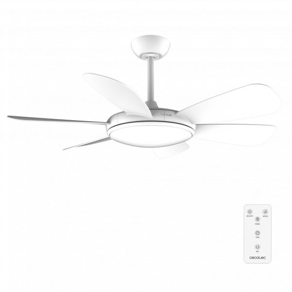 EnergySilence Aero 5200 White Pro Ventilador de techo de 32 W con motor DC y 52 pulgadas, luz LED, mando a distancia, temporizador, 6 aspas y modo winter-summer.