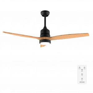 EnergySilence Aero 5275 Black&LightWood Ventilador de techo de 40 W y 52" con motor DC, mando a distancia, luz LED doble altura, temporizador, modo winter-summer.