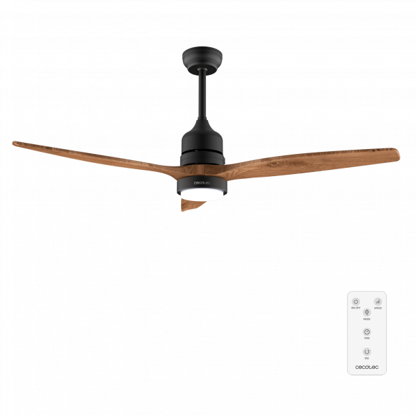 EnergySilence Aero 5275 DarkWood Ventilador de techo de 40 W y 52" con motor DC, mando a distancia, luz LED doble altura, temporizador, modo winter-summer.