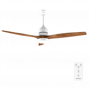 EnergySilence Aero 5275 White&BlackWood Ventilador de techo de 40 W y 52" , con motor DC, mando a distancia, luz LED ,doble altura, temporizador programable, modo winter-summer.
