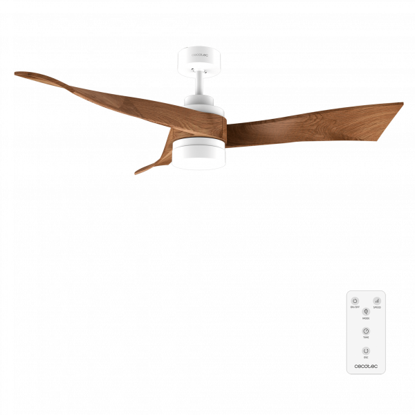 EnergySilence Aero 5280 DarkWood Ventilador de techo de 40 W y 52" , con motor DC, mando a distancia, luz LED de 18W, temporizador programable, modo winter-summer.