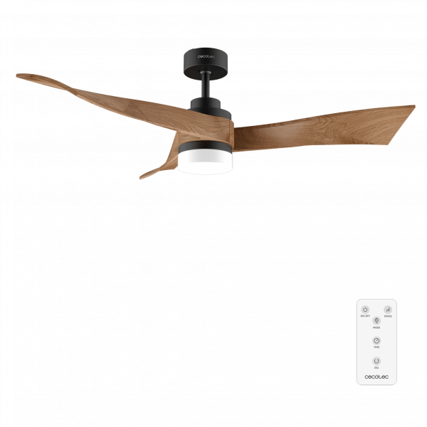 EnergySilence Aero 5285 DarkWood Ventilador de techo de 40 W y 52" , con motor DC, mando a distancia, luz LED de 18W, temporizador programable, modo winter-summer.