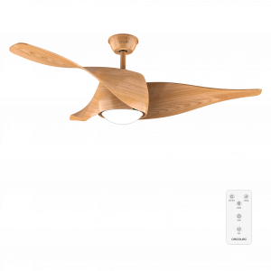 EnergySilence Aero 5290 LightWood Ventilador de techo de 40 W y 52" , con motor DC, mando a distancia, luz LED, temporizador programable, modo winter-summer.