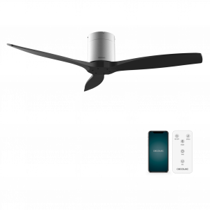EnergySilence Aero 5500 Aqua IronBlack Connected Ventilador de techo de 40 W y 52” con mando a distancia, control por wifi y mando a distancia, protección IP44, 6 velocidades, 3 aspas, modo winter-summer y temporizador de hasta 8 horas.